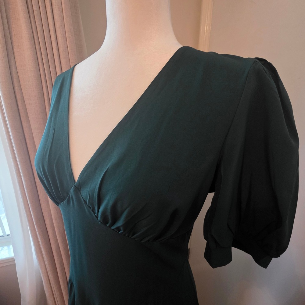 RIHOAS Dress NWT Satin Green Long Midi Sorority Wedding Autumn Homecoming Small - Picture 11 of 12